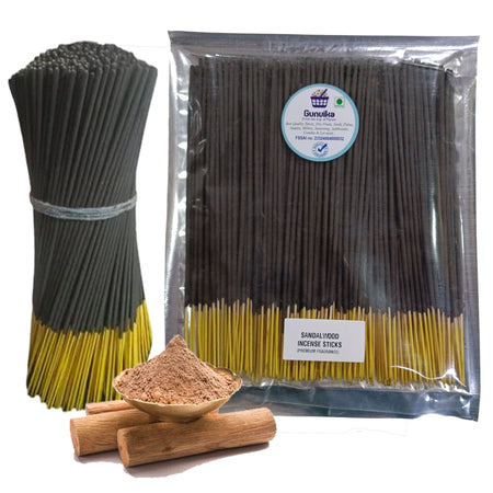 Gunvika Sandalwood Incense Sticks | Long Stick | Black Coloured | Strong Fragrance | Long Burning Time | For Home And Office Use