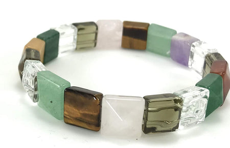 Chakra Stone Pyramid Shaped Bracelet, Multi Stone Feng Shui Crystal Pyramid Power Bracelet