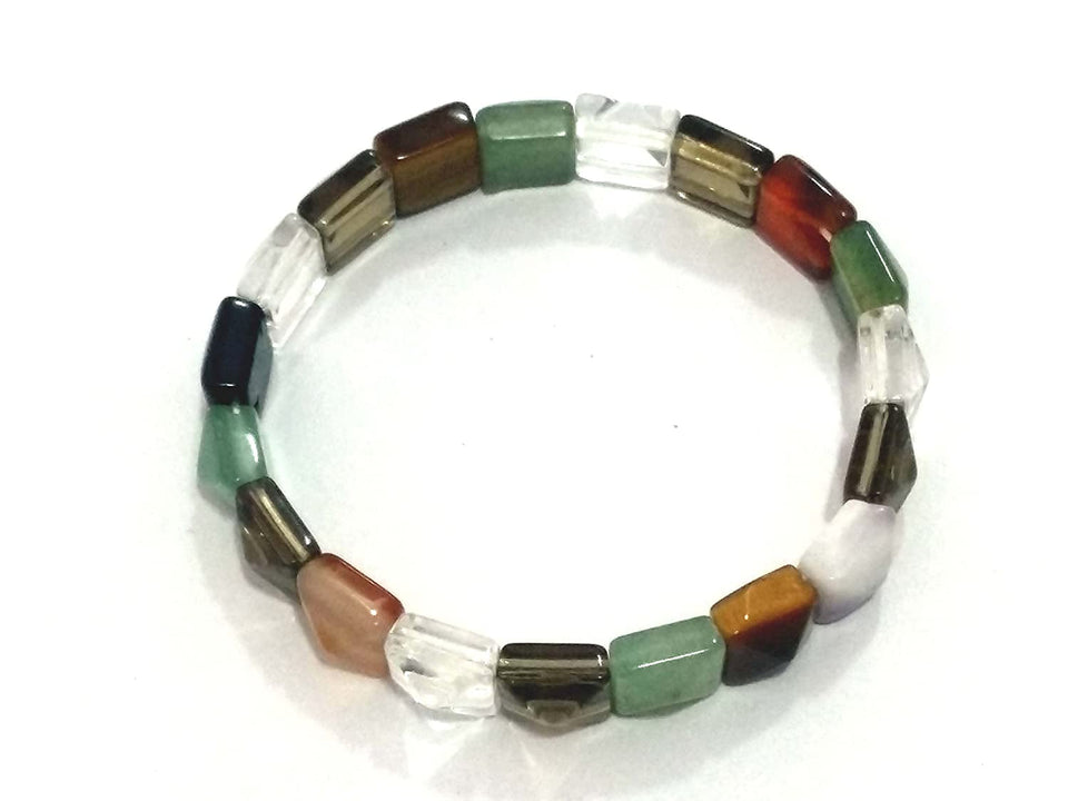 Chakra Stone Pyramid Shaped Bracelet, Multi Stone Feng Shui Crystal Pyramid Power Bracelet