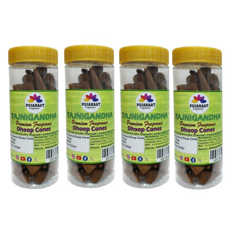 Pujahaat Premium Scented Incense Dhoop Cone | No Charcoal No Bamboo | for Pooja, Rituals & Special Occasions, Aromatherapy Rajnigandha Fragrance