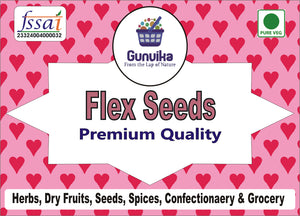 Gunvika Flax Seeds - Alsi Seeds Raw Unroasted Flaxseeds for Eating | Rich in Omega 3 Fatty Acids, Magnesium, Phosphorus & Protein | Source of Iron & Dietary Fibre