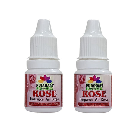 Pujahaat Premium Fragrance Air drops Rose air freshener for room, bathroom, toilet, car, wardrobes -Pack of 2 (2 x 5ml)