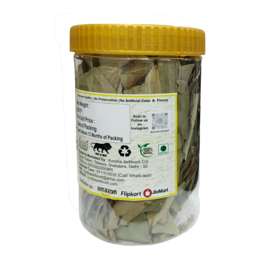 Kunjika Jadibooti Leaf Whole Tej Patta Dried bay leaves Indian Spices Jar packing- 80 Gms