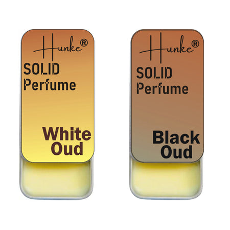 Hunke® Solid Perfume Combo | Alcohol-Free Solid Perfume for Men & Women | Long Lasting Natural Wax Fragrance | Travel Friendly Pocket Perfume | Handmade Luxury - White Oud, Black Oud