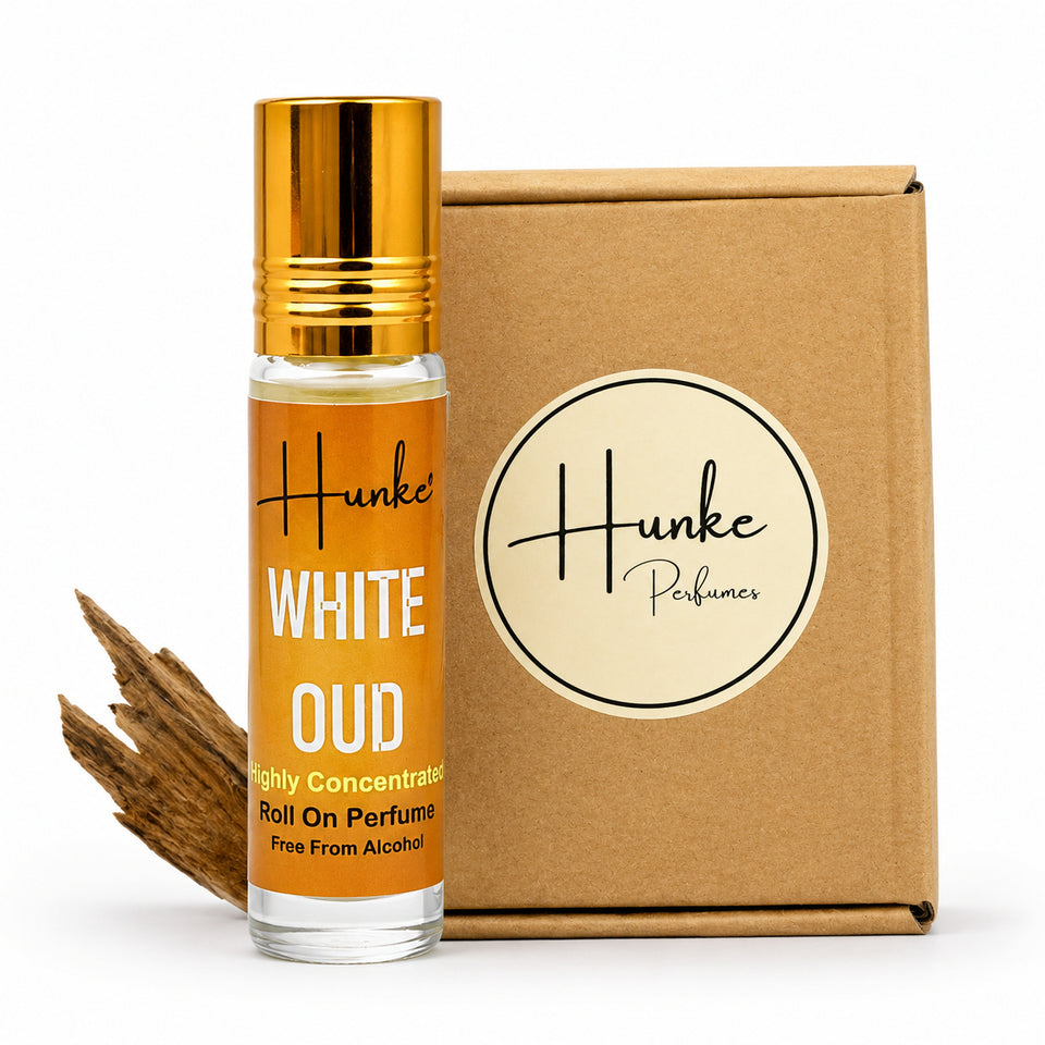 HUNKE Premium Perfume Roll on High Concentration | Attar Ittar Roll on| No Alcohol | Long Lasting Travel Size 8 ML Roll-On, High Projection Fragrance - White Oud
