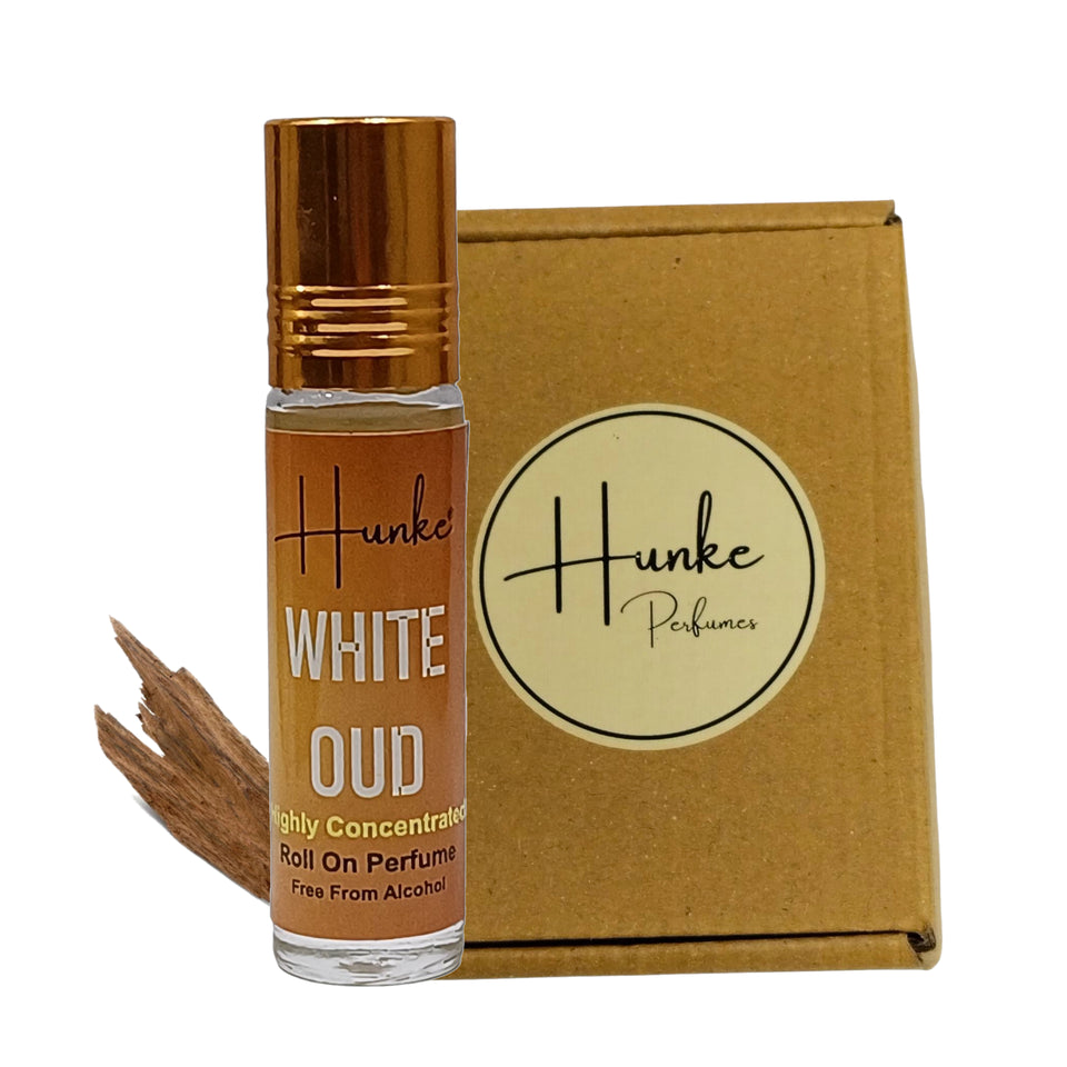 HUNKE Premium Perfume Roll on High Concentration | Attar Ittar Roll on| No Alcohol | Long Lasting Travel Size 8 ML Roll-On, High Projection Fragrance - White Oud