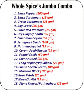 Gunvika Whole Spices Pack of 19 | Sabut Garam masala | Green Cardamom, Ajwain, Black pepper, Cloves, Big Cardamom, Bay Leaves, Kasoori Methi | Methidana, Saunf & More - Ntwt.850 gm