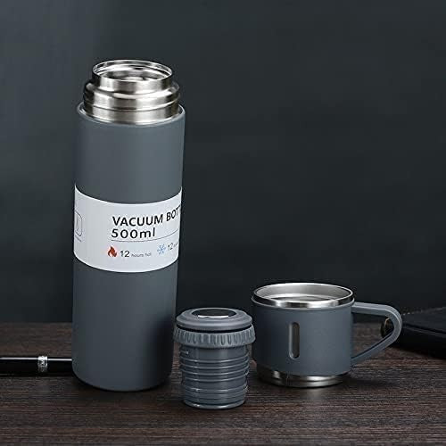 Latest Steel Vacuum Flask Set with 3 Stainless Steel Cups Combo - 500ml - Keeps HOT/Cold | Ideal Gift for Winter