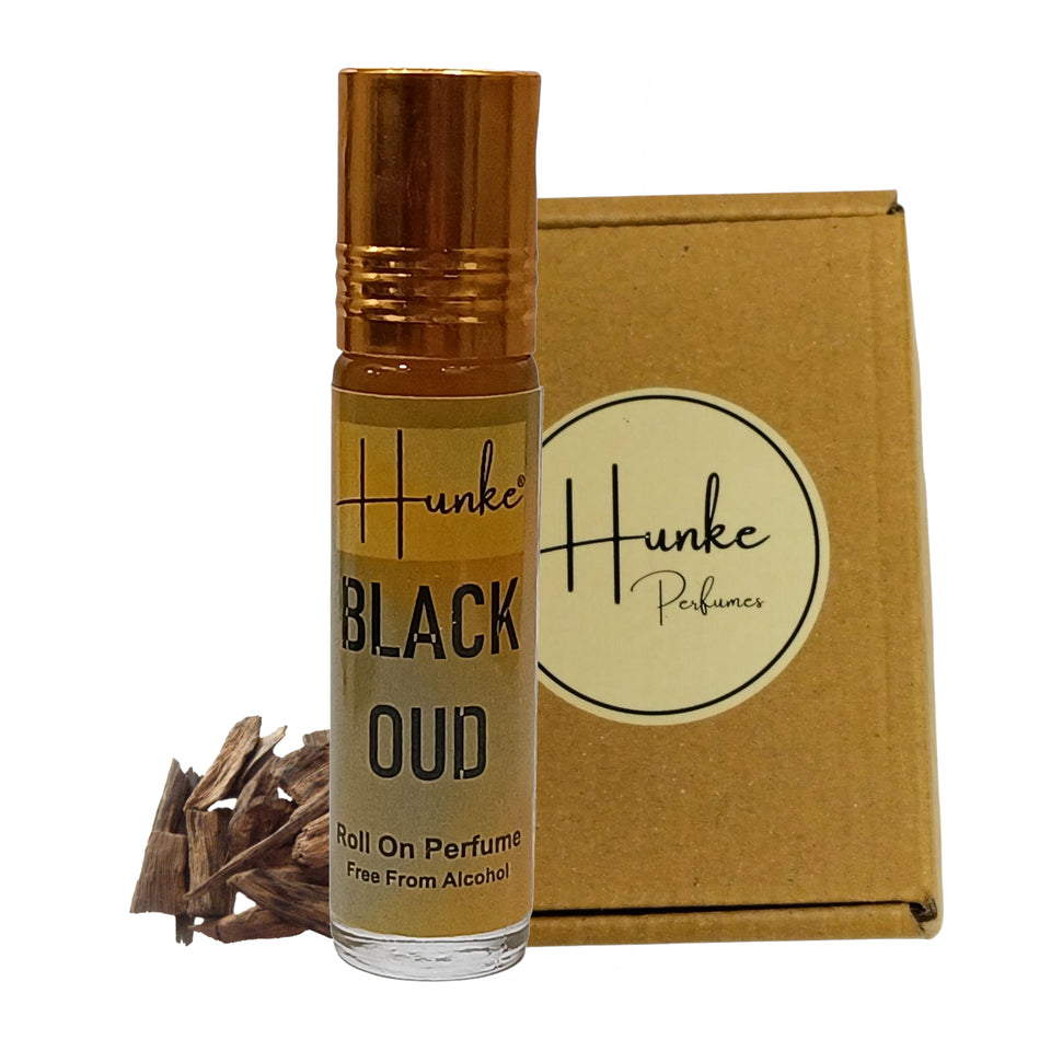 HUNKE Premium Perfume Roll on High Concentration | Attar Ittar Roll on| No Alcohol | Long Lasting Travel Size 8 ML Roll-On, High Projection Fragrance - Black Oud