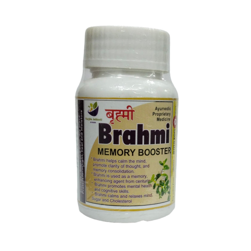 Kunjika Jadibooti Brahmi - Bacopa Monnieri Capsules 500mg with Brahmi Extract, Ayurvedic For Brain Health | Pack of 30 Capsules