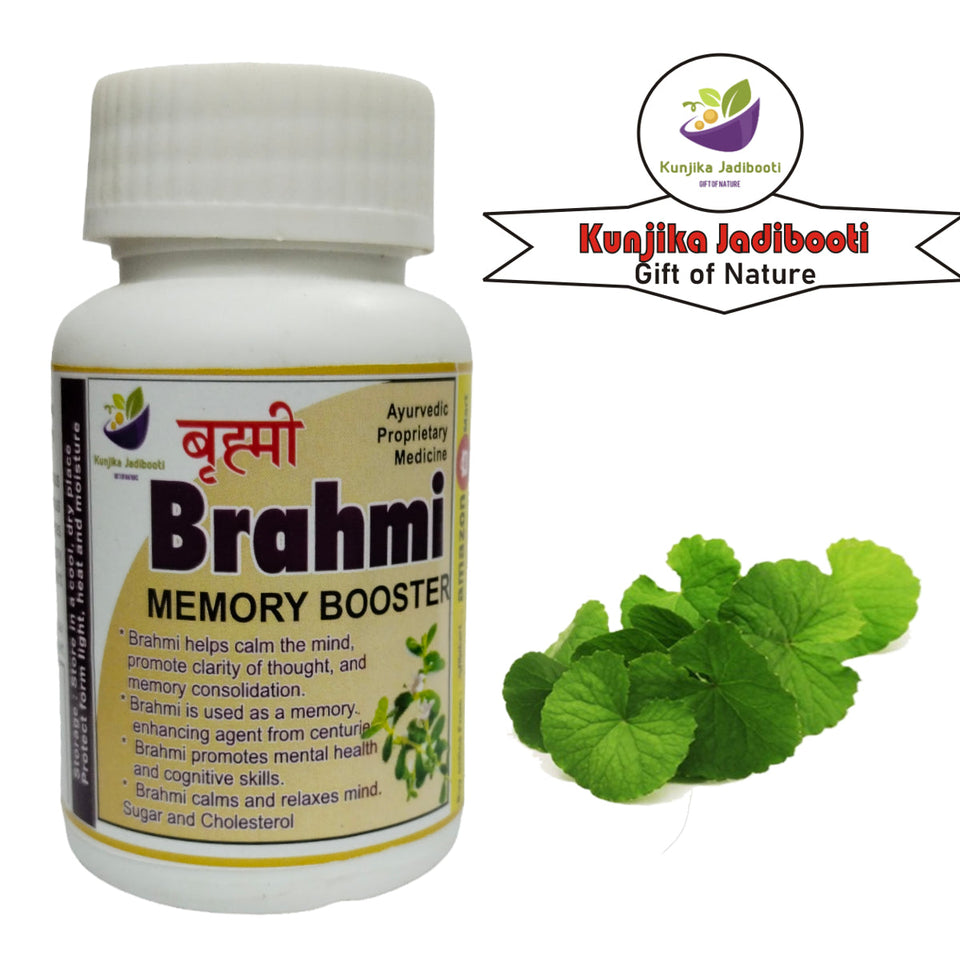 Kunjika Jadibooti Brahmi - Bacopa Monnieri Capsules 500mg with Brahmi Extract, Ayurvedic For Brain Health | Pack of 30 Capsules