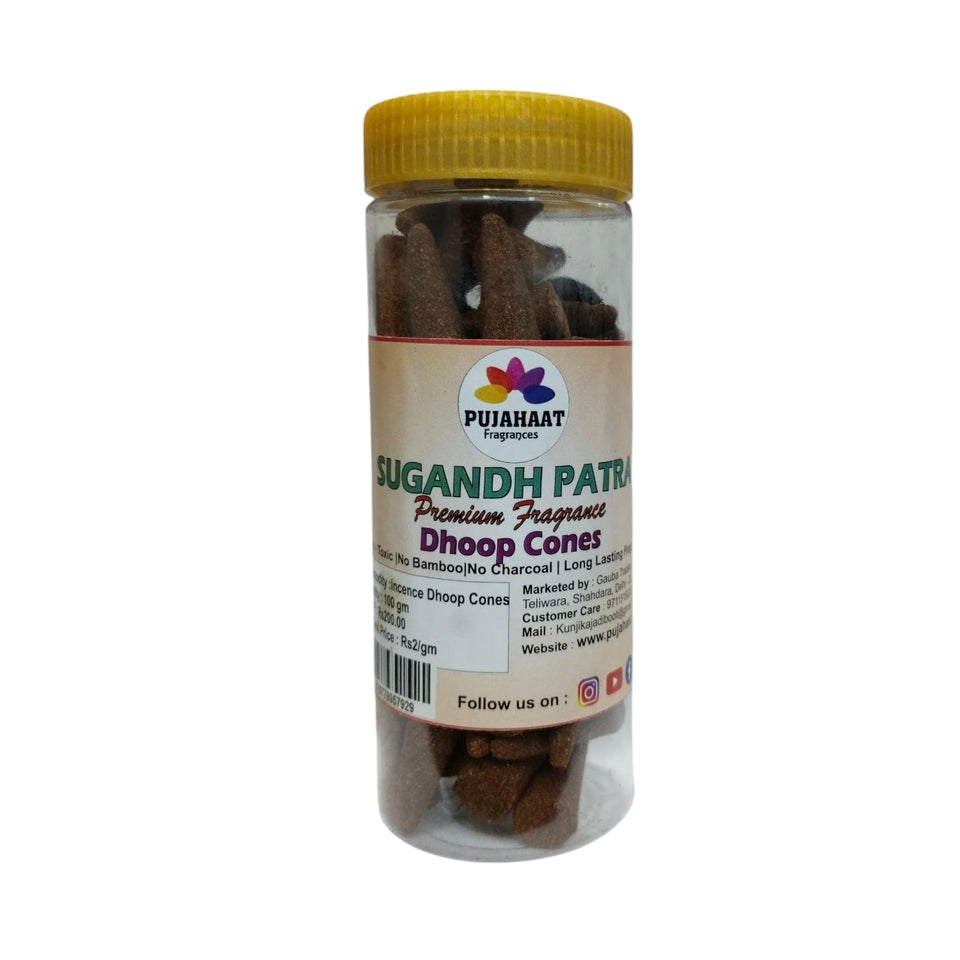 Pujahaat Premium Scented Incense Dhoop Cone | No Charcoal No Bamboo | for Pooja, Rituals & Special Occasions, Aromatherapy Sugandhapatra Fragrance