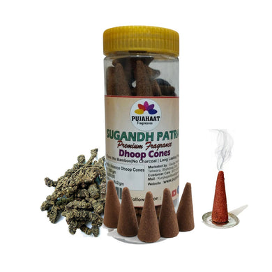 Pujahaat Premium Scented Incense Dhoop Cone | No Charcoal No Bamboo | for Pooja, Rituals & Special Occasions, Aromatherapy Sugandhapatra Fragrance