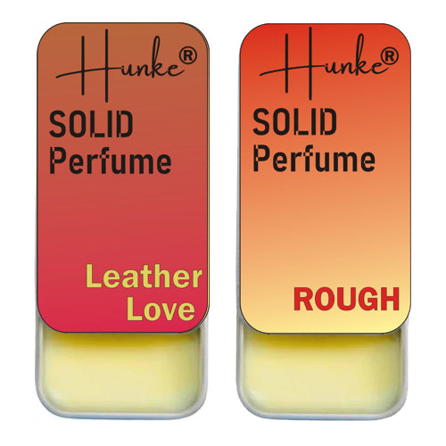 Hunke® Solid Perfume Combo | Alcohol-Free Solid Perfume for Men & Women | Long Lasting Natural Wax Fragrance | Travel Friendly Pocket Perfume | Handmade Luxury - Leather Love, Rough