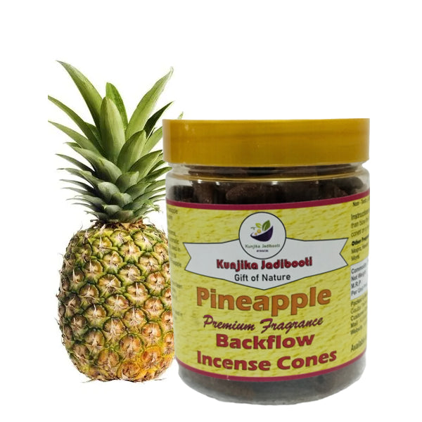 Kunjika Jadibooti Premium Scented Backflow Incense Dhoop /Cone | No Charcoal No Bamboo | for Pooja, Rituals & Special Occassions, Smoke Fountain, Pineapple Fragrance - 200 Gms
