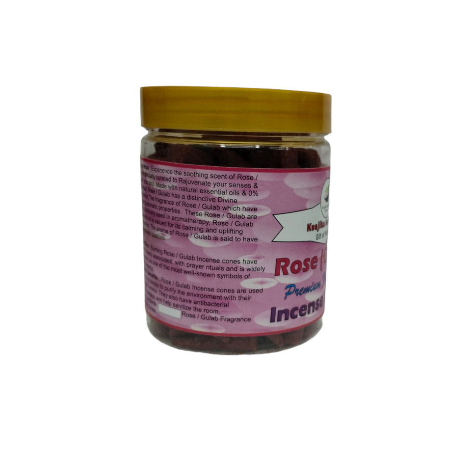 Kunjika Jadibooti Premium Scented Incense Dhoop / Cone | No Charcoal No Bamboo | for Pooja, Rituals & Special Occassions, Dhoop Batti Rose Fragrance - 200 Gms
