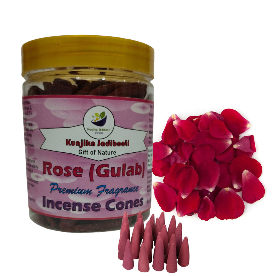 Kunjika Jadibooti Premium Scented Incense Dhoop / Cone | No Charcoal No Bamboo | for Pooja, Rituals & Special Occassions, Dhoop Batti Rose Fragrance - 200 Gms