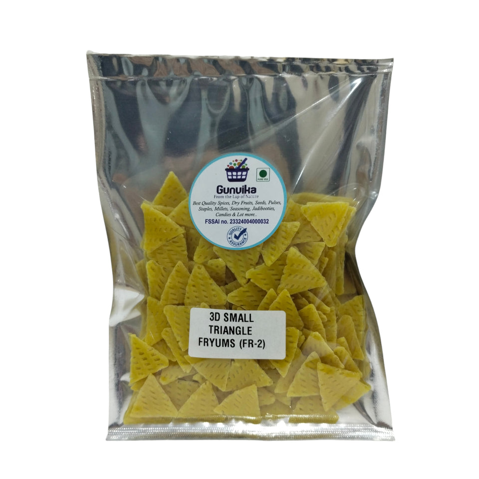 Gunvika Small 3D Triangle Fingers fryums Papad Ready to Fry with Chat Masala Fr-2