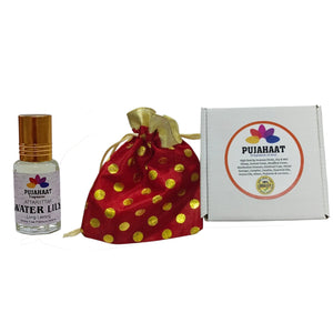 Pujahaat Premium Alcohol-Free Attar | Ittar 6ml, Long-Lasting Travel Size Roll-On, Best Attar Aqua Floral Fragrance Oil - Water Lily