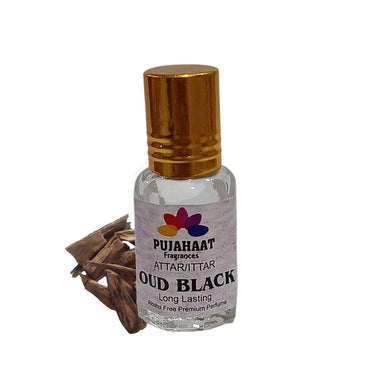 Pujahaat Premium Alcohol-Free Attar | Ittar 6ml, Long-Lasting Travel Size Roll-On, Best Woody Attar Fragrance Oil - Oud Black