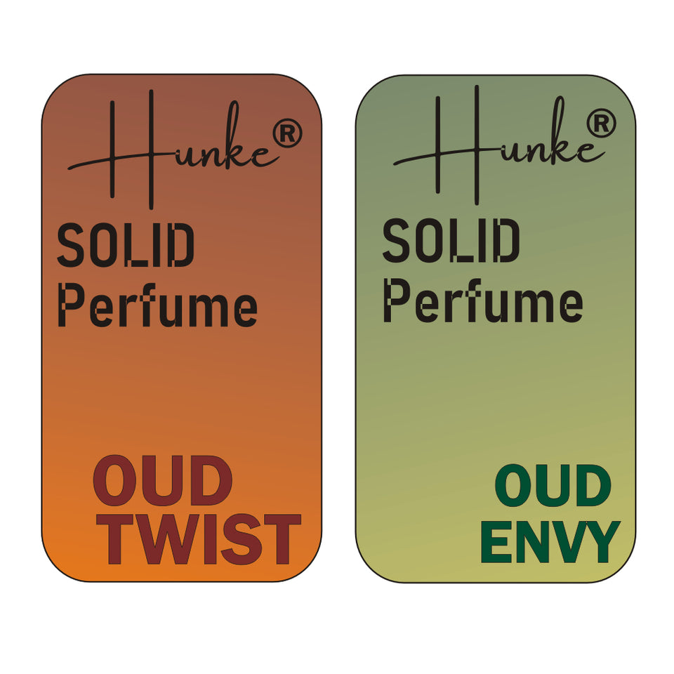 Hunke® Solid Perfume Combo | Alcohol-Free Solid Perfume for Men & Women | Long Lasting Natural Wax Fragrance | Travel Friendly Pocket Perfume | Handmade Luxury - Oud Twist, Oud Envy