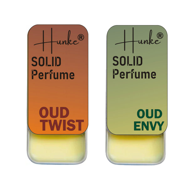 Hunke® Solid Perfume Combo | Alcohol-Free Solid Perfume for Men & Women | Long Lasting Natural Wax Fragrance | Travel Friendly Pocket Perfume | Handmade Luxury - Oud Twist, Oud Envy