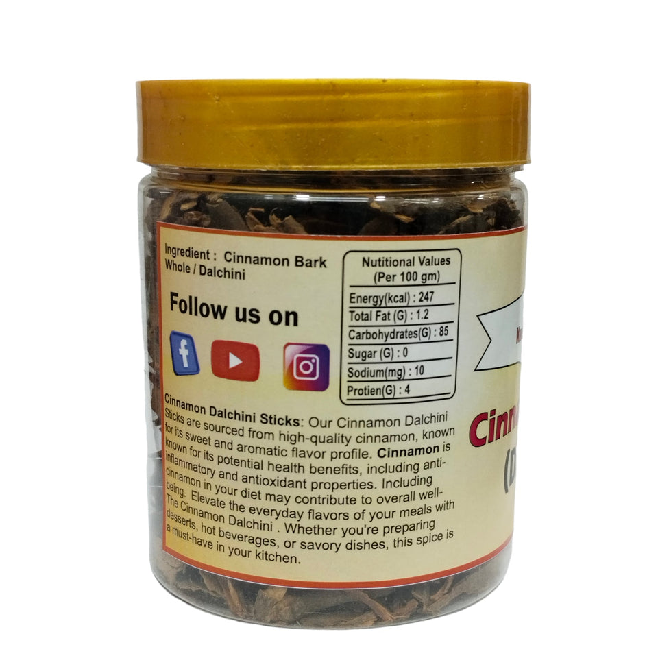 Kunjika JadibootiWhole Cinnamon Bark / Dalchini / Karuvapatta Cassia Bark (TAJ) Sabut Dalchini - 100 gm
