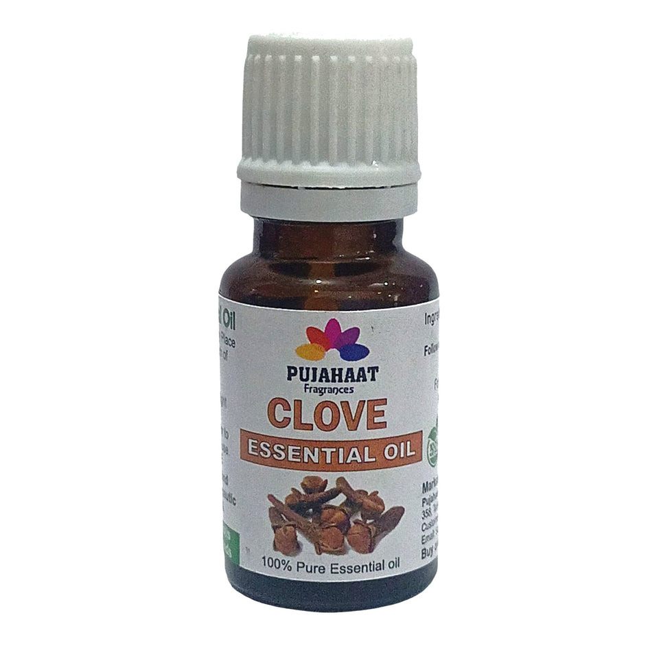 Pujahaat Clove Essential Oil for Teeth, Gum, Skin & Hair Care and Diffuser - Undiluted, Pure & Natural Aromatherapy Grade- Vegan & Cruelty free - 15 ml