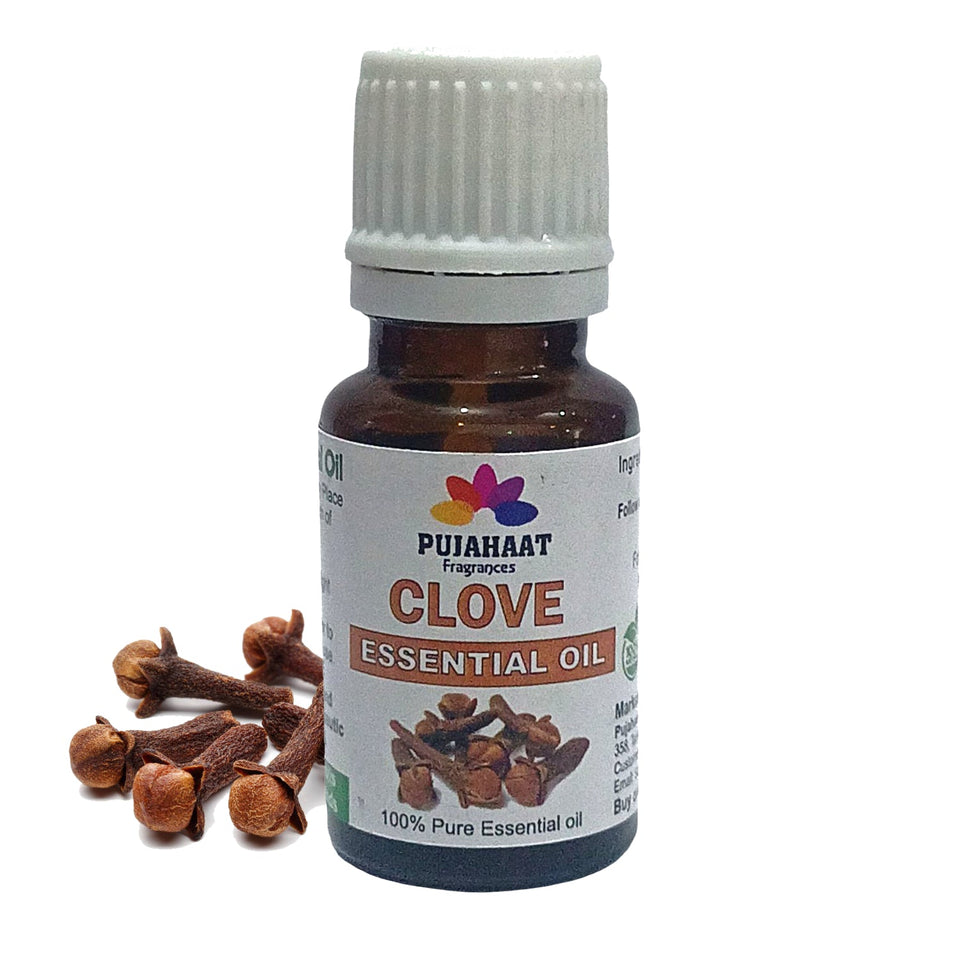 Pujahaat Clove Essential Oil for Teeth, Gum, Skin & Hair Care and Diffuser - Undiluted, Pure & Natural Aromatherapy Grade- Vegan & Cruelty free - 15 ml