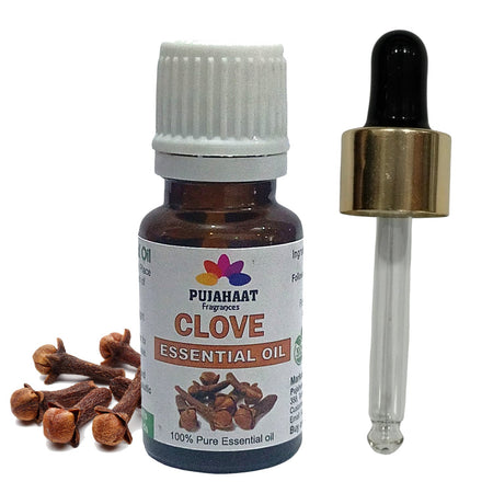 Pujahaat Clove Essential Oil for Teeth, Gum, Skin & Hair Care and Diffuser - Undiluted, Pure & Natural Aromatherapy Grade- Vegan & Cruelty free - 15 ml