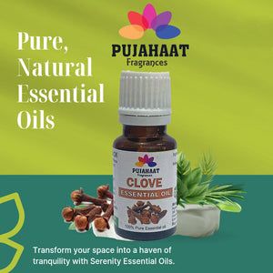 Pujahaat Clove Essential Oil for Teeth, Gum, Skin & Hair Care and Diffuser - Undiluted, Pure & Natural Aromatherapy Grade- Vegan & Cruelty free - 15 ml