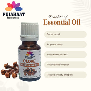 Pujahaat Clove Essential Oil for Teeth, Gum, Skin & Hair Care and Diffuser - Undiluted, Pure & Natural Aromatherapy Grade- Vegan & Cruelty free - 15 ml