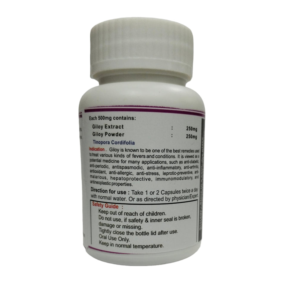 Kunjika Jadibooti Giloy (Guduchi) Capsules 500mg with Giloy Extract, Ayurvedic Immunity Booster & Helps in Blood Purification Capsules  | Pack of 30 Capsules