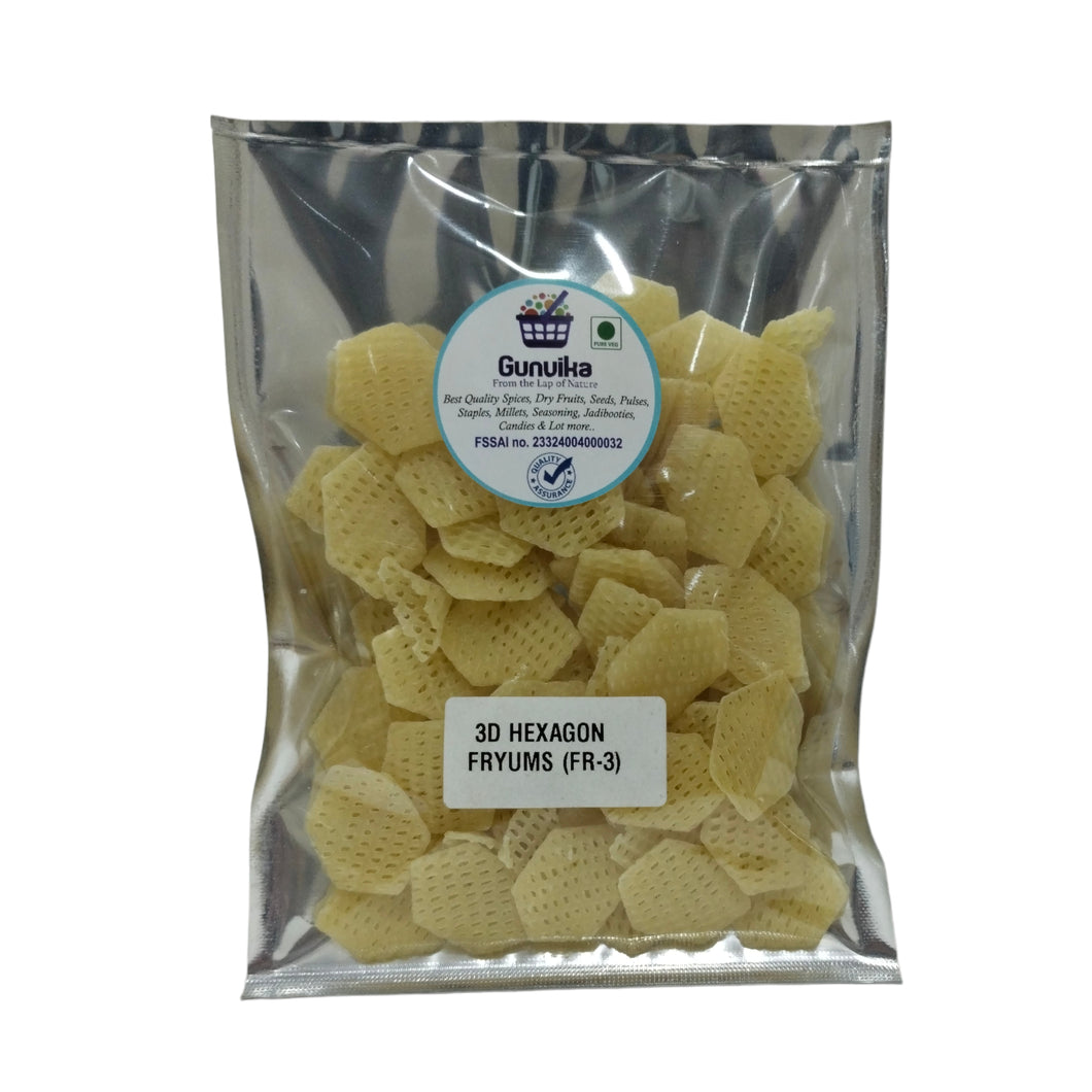 Gunvika 3D Hexagon Fingers fryums Papad Ready to Fry with Chat Masala Fr-3