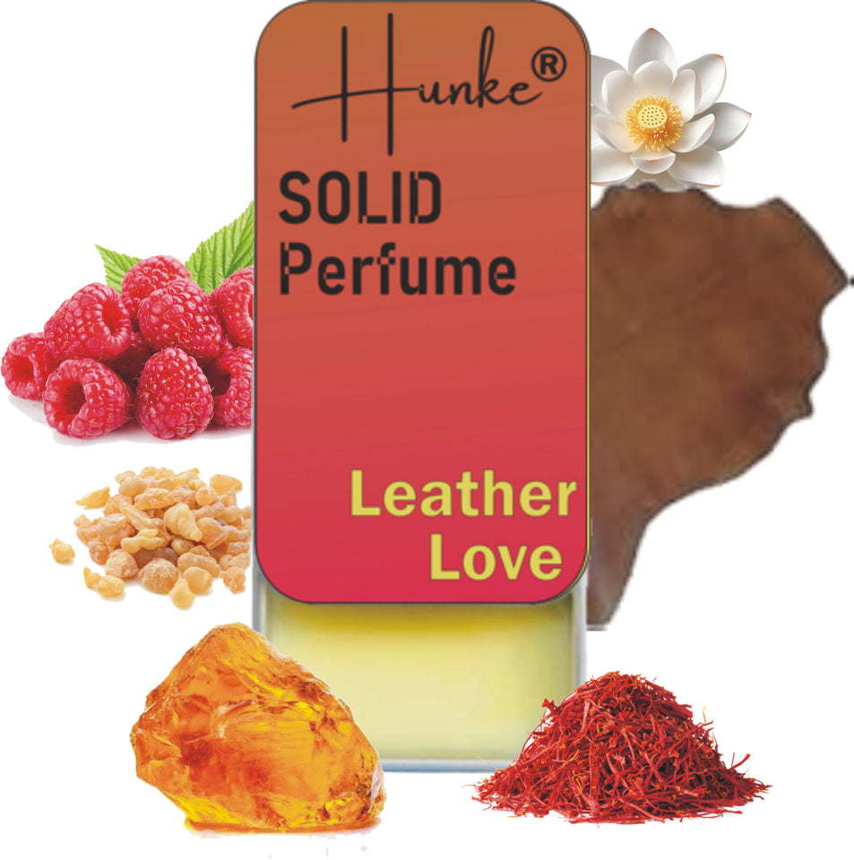 Hunke® Solid Perfume | Alcohol-Free Solid Perfume for Men & Women | Long Lasting Natural Wax Fragrance | Travel Friendly Pocket Perfume | Handmade Luxury - Leather Love