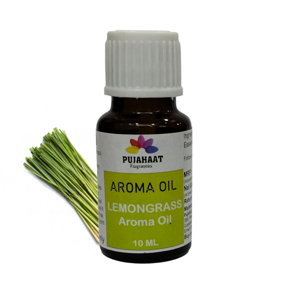Pujahaat Lemongrass and Orange Aroma Oil for Aromatherapy oils, Oil for diffusers, Humidifier oils, Oil Burners, Spa and Air Purifier 10ml Each - Set of 2 (2 x 10 ml) AO11