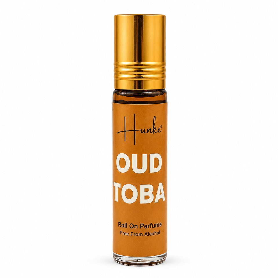 HUNKE Premium Perfume Roll on High Concentration | Attar Ittar Roll on| No Alcohol | Long Lasting Travel Size 8 ML Roll-On, High Projection Fragrance - OUD TOBA