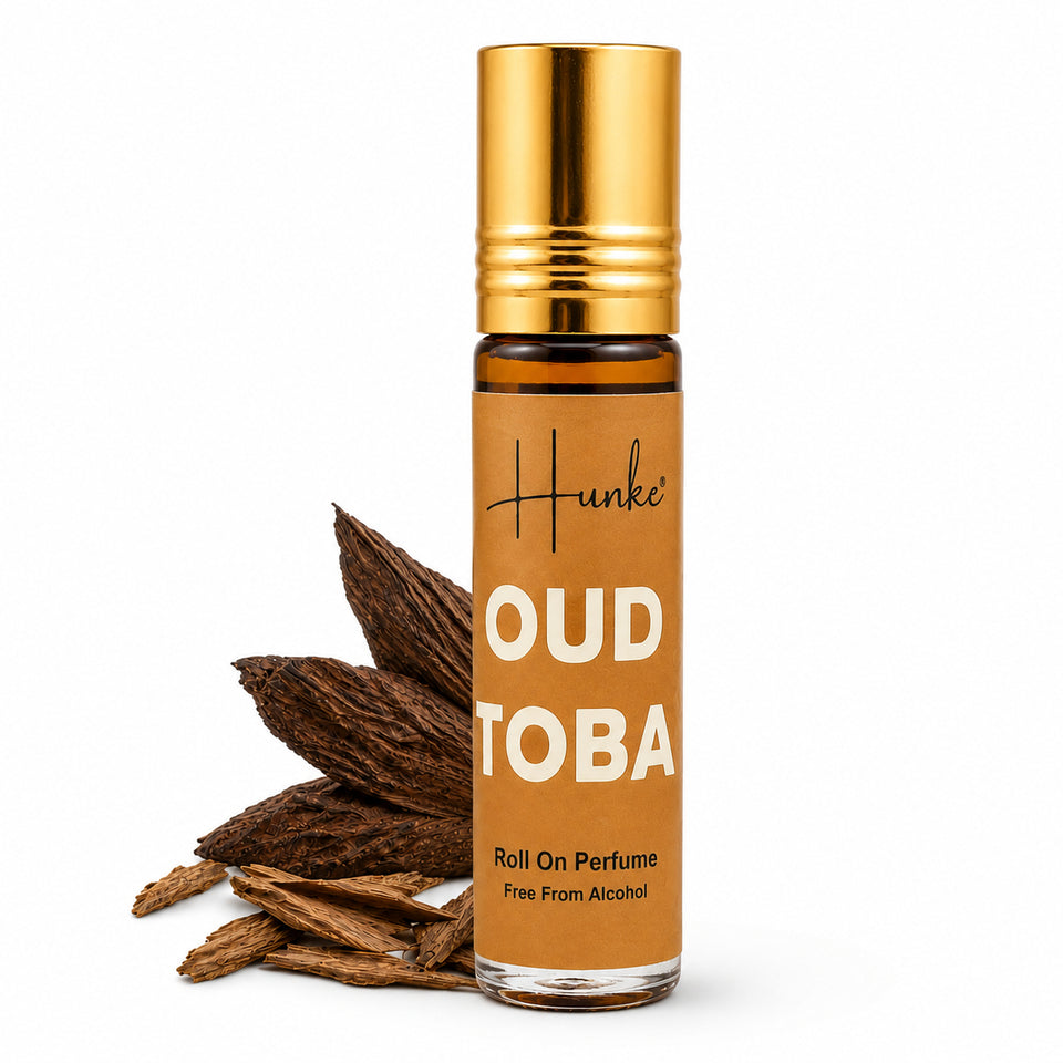HUNKE Premium Perfume Roll on High Concentration | Attar Ittar Roll on| No Alcohol | Long Lasting Travel Size 8 ML Roll-On, High Projection Fragrance - OUD TOBA