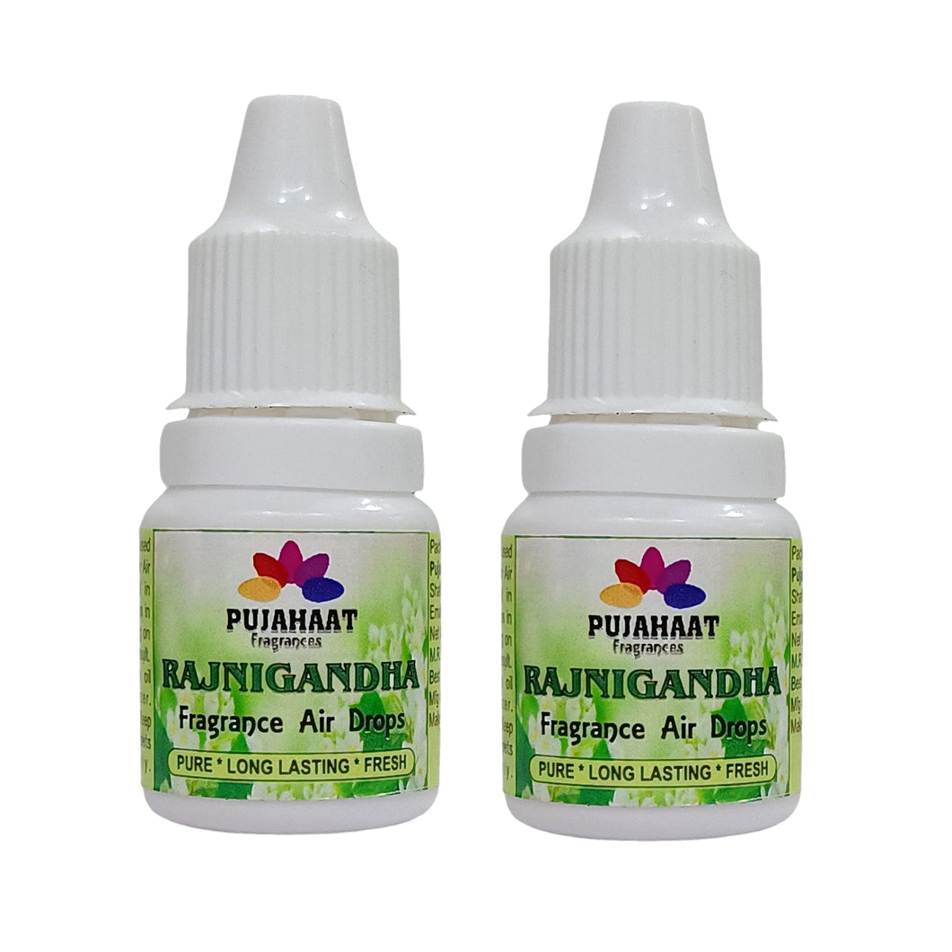 Pujahaat Premium Rajnigandha Fragrance Air drops Air freshener for room, bathroom, toilet, car, wardrobes -Pack of 2 (2 x 5ml)
