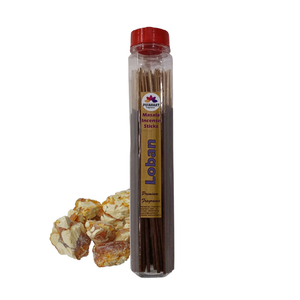 Pujahaat Premium Sandalwood, Rose, Mogra, Loban, Guggal, Hawan Samagri, Camphor (Kapoor), Musk(Kasturi) Scented Incense Stick Masala Agarbatti | No Charcoal Incense Sticks, Agarbathi, 0% Sulphates 8 Fine Fragrance - 800 gm (8 x 100 GMS)