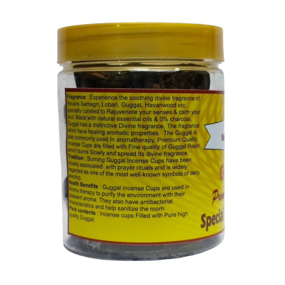 Kunjika Jadibooti Guggal Organic Havan Cups/Sambrani Cups | Sambrani Dhoop Cups for Pooja- Jatamassi, Loban, Guggal - 15 Pcs