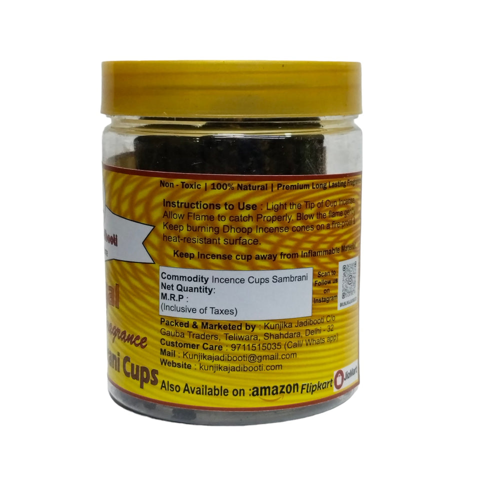 Kunjika Jadibooti Guggal Organic Havan Cups/Sambrani Cups | Sambrani Dhoop Cups for Pooja- Jatamassi, Loban, Guggal - 15 Pcs