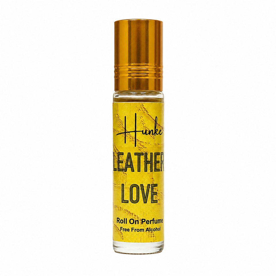 HUNKE Premium Perfume Roll on High Concentration | Attar Ittar Roll on| No Alcohol | Long Lasting Travel Size 8 ML Roll-On, High Projection Fragrance - Leather Love