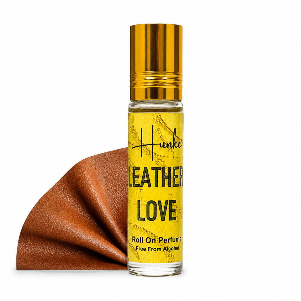 HUNKE Premium Perfume Roll on High Concentration | Attar Ittar Roll on| No Alcohol | Long Lasting Travel Size 8 ML Roll-On, High Projection Fragrance - Leather Love