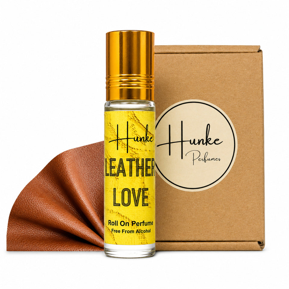 HUNKE Premium Perfume Roll on High Concentration | Attar Ittar Roll on| No Alcohol | Long Lasting Travel Size 8 ML Roll-On, High Projection Fragrance - Leather Love