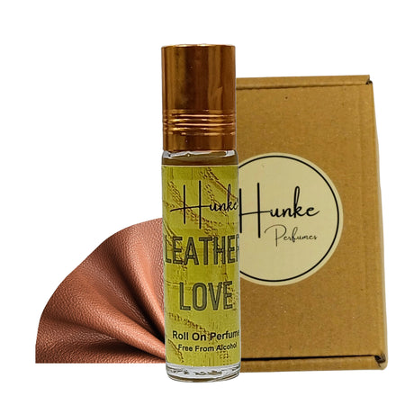 HUNKE Premium Perfume Roll on High Concentration | Attar Ittar Roll on| No Alcohol | Long Lasting Travel Size 8 ML Roll-On, High Projection Fragrance - Leather Love