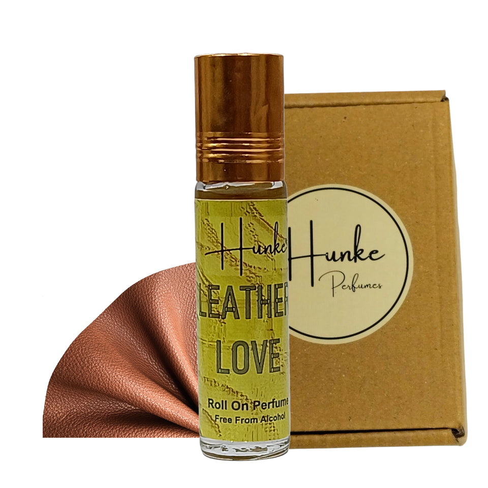 HUNKE Premium Perfume Roll on High Concentration | Attar Ittar Roll on| No Alcohol | Long Lasting Travel Size 8 ML Roll-On, High Projection Fragrance - Leather Love