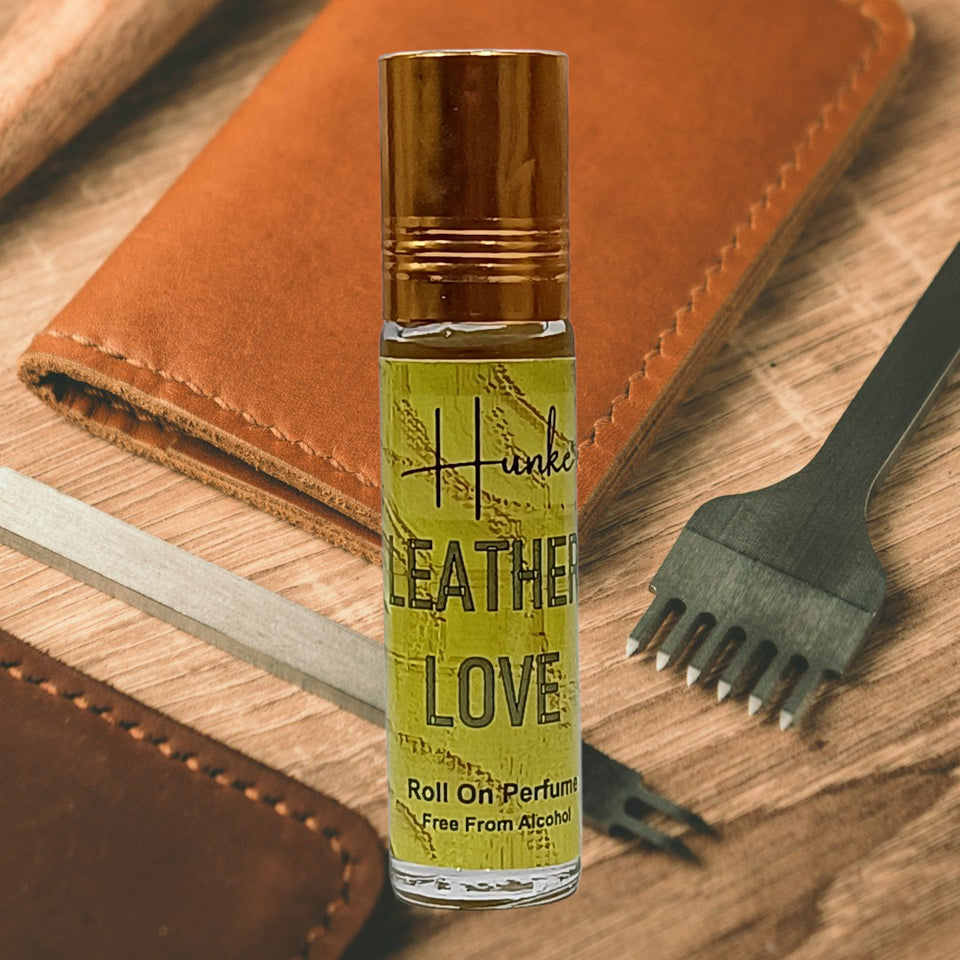 HUNKE Premium Perfume Roll on High Concentration | Attar Ittar Roll on| No Alcohol | Long Lasting Travel Size 8 ML Roll-On, High Projection Fragrance - Leather Love