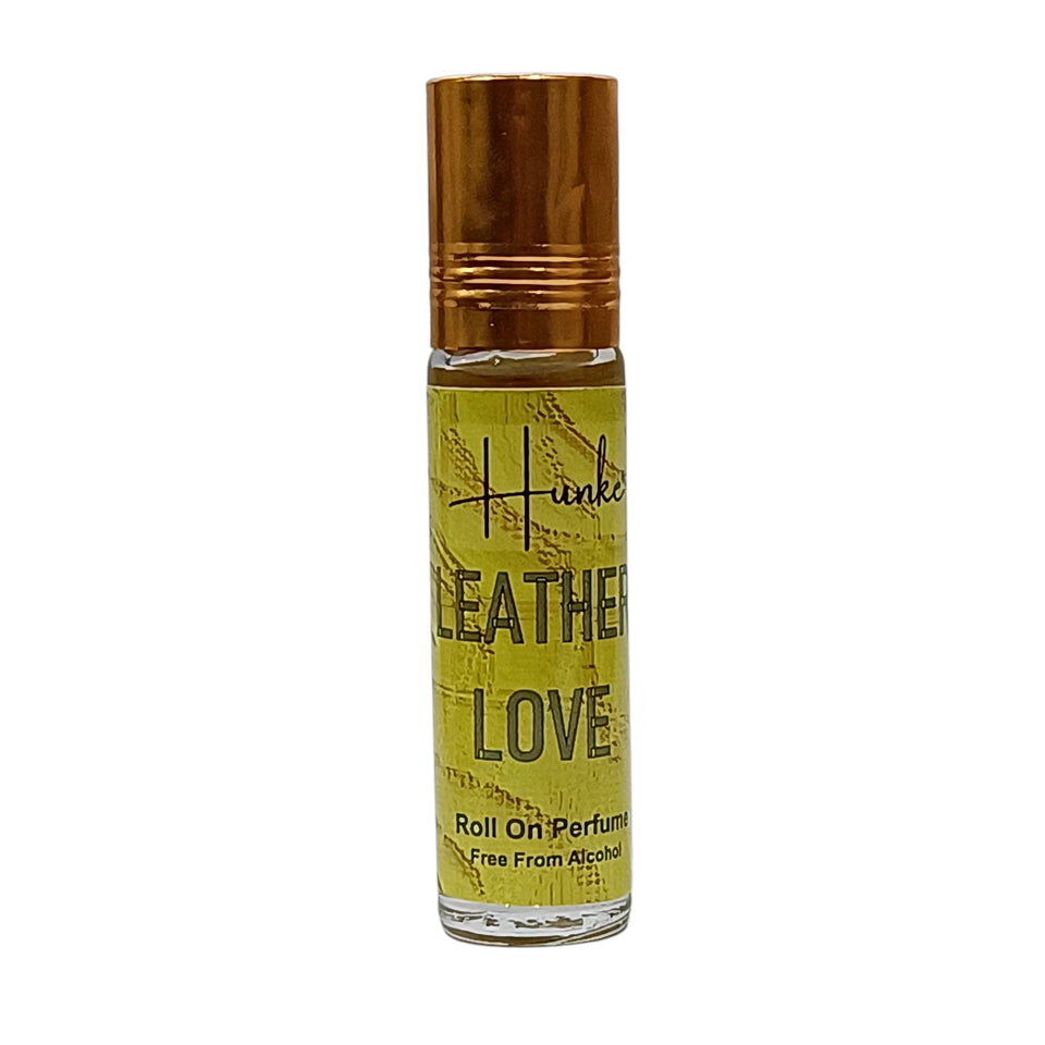 HUNKE Premium Perfume Roll on High Concentration | Attar Ittar Roll on| No Alcohol | Long Lasting Travel Size 8 ML Roll-On, High Projection Fragrance - Leather Love