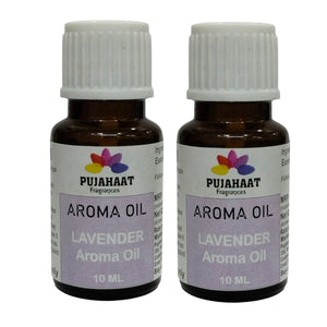 Pujahaat Lavender Aroma Oil for Aromatherapy oils, Oil for diffusers, Humidifier oils, Oil Burners, Spa and Air Purifier 10ml Each, Lavender - Set of 2 (2 x 10 ml)